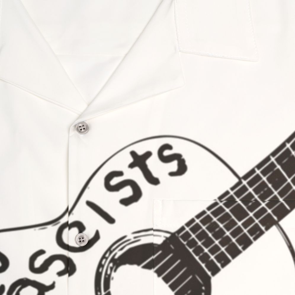 Woody Guthrie inspired "This Machine Kills Fascists" Hawaiian shirt - Detail