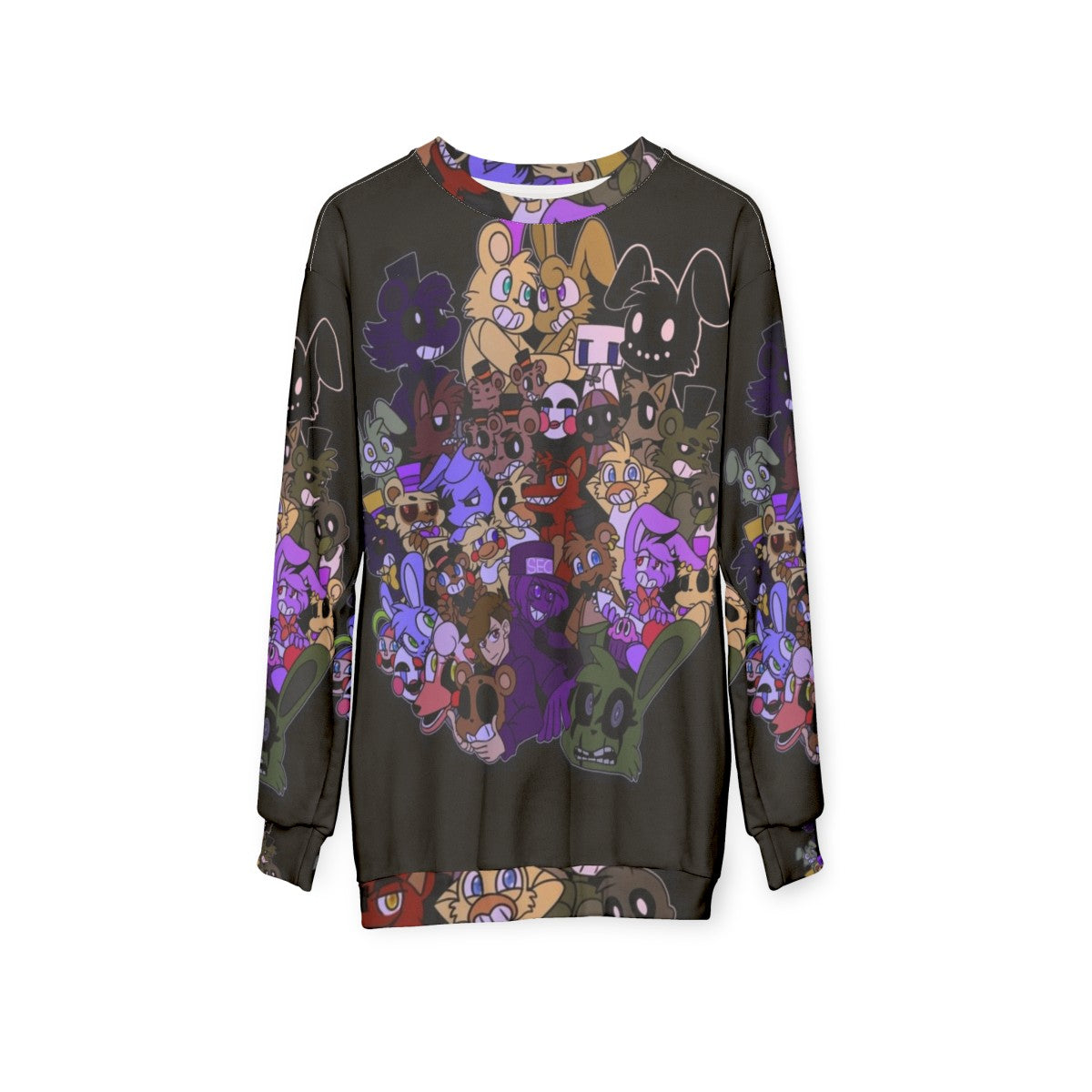 FNAF Sweatshirt featuring Five Nights at Freddy's characters - hanging