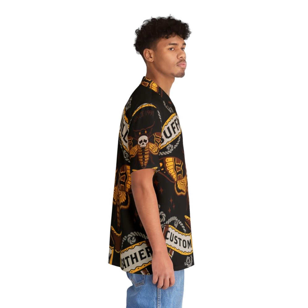 Buffalo Bill Inspired Leather Hawaiian Shirt with Moth Design - People Pight