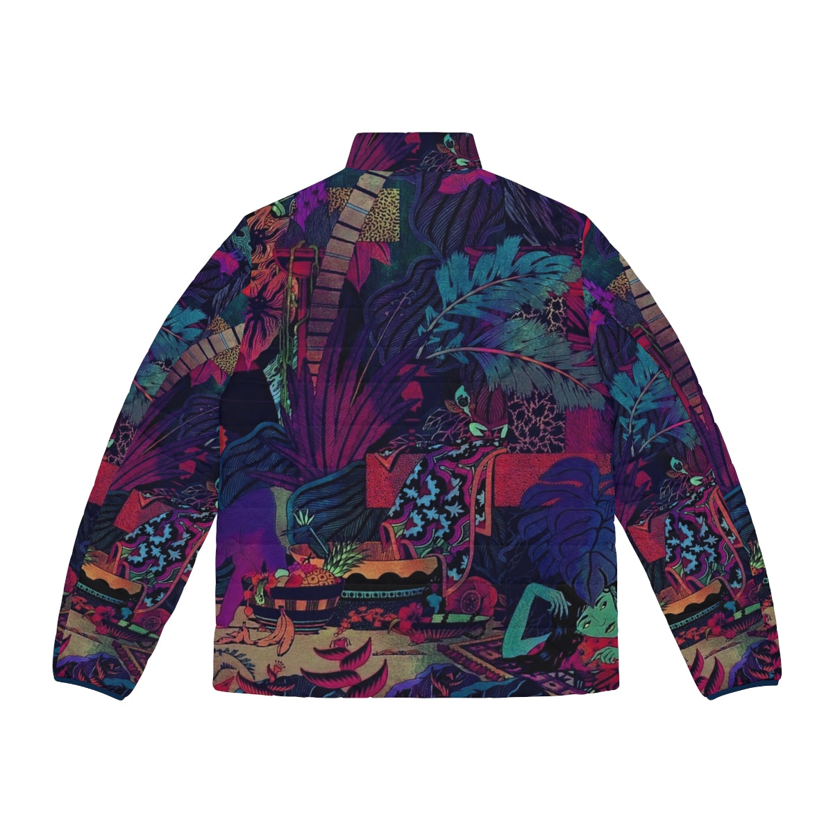 Glass Animals Puffer Jacket featuring the indie band's iconic logo and artwork - Back