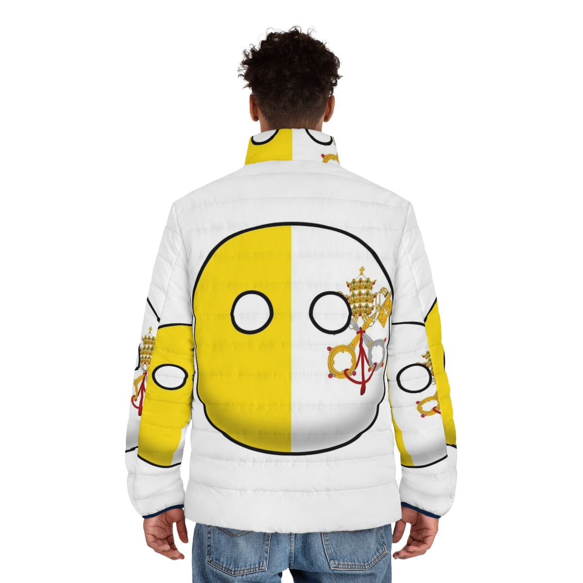 Vatican City Countryball Puffer Jacket with country flag design - men back