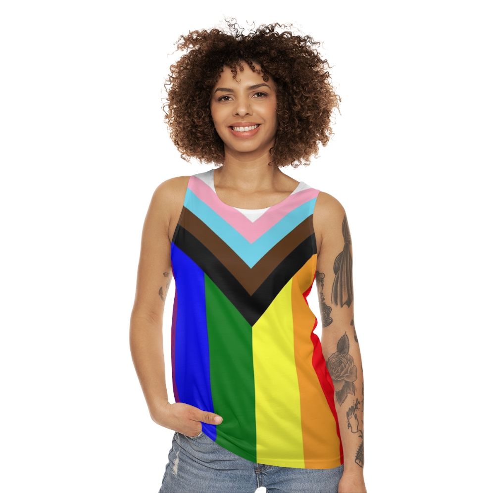 Unisex progress pride flag tank top - women