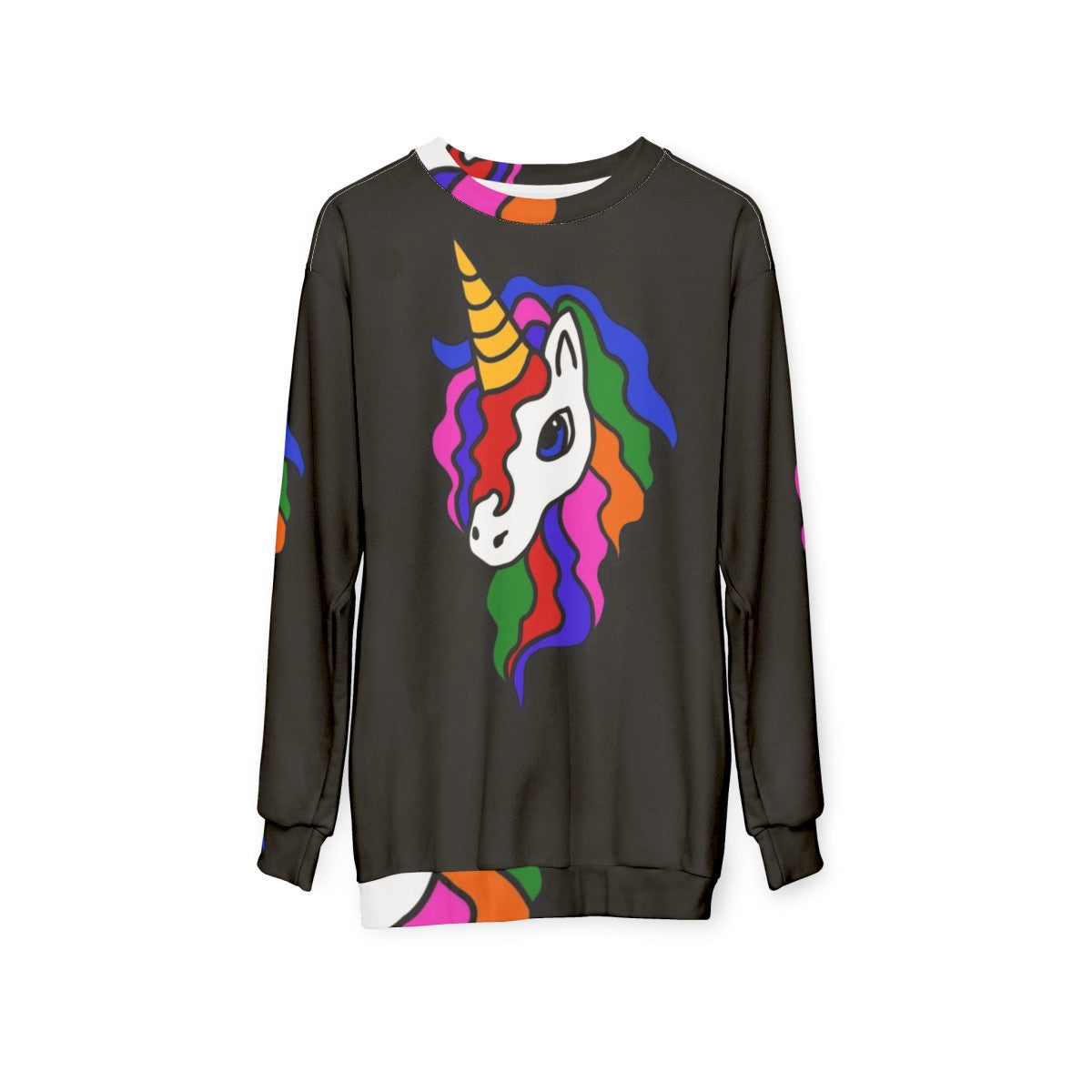 Multicolor rainbow unicorn graphic sweatshirt - hanging