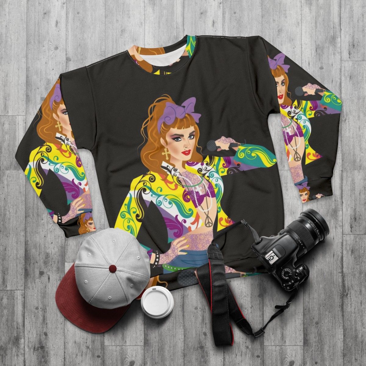 Dress Up Sweatshirt featuring Alejandro Mogollo Art - flat lay