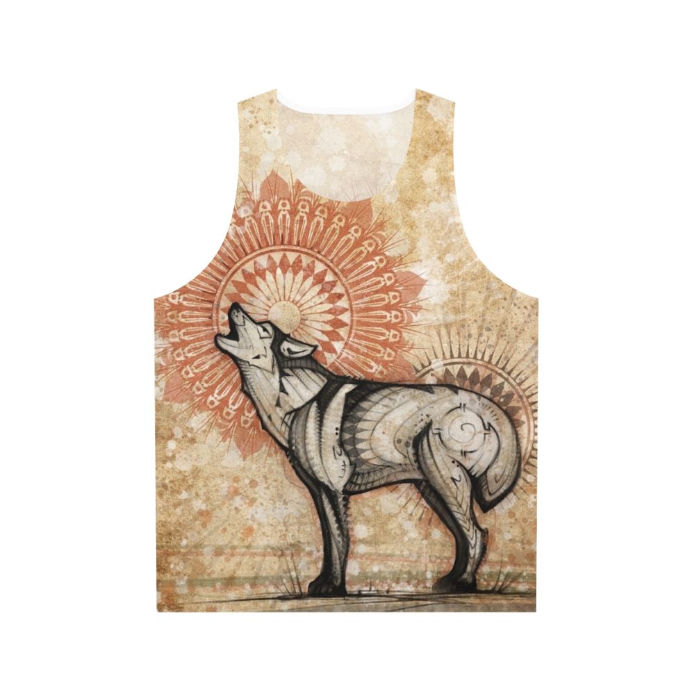 Wolf Totem Unisex Tank Top with Spiritual Mandala Design