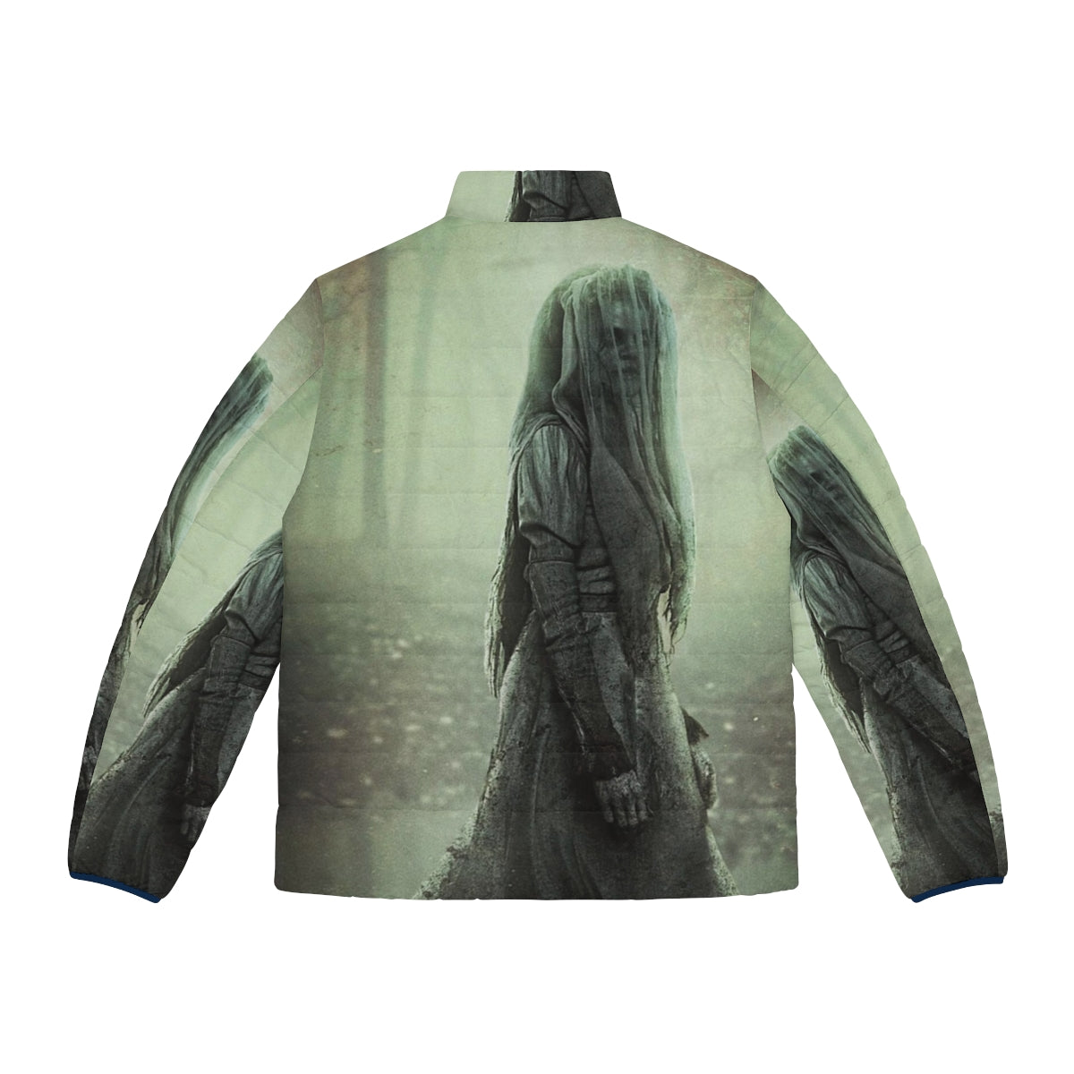 La Llorona Halloween Puffer Jacket featuring haunted forest creatures - Back