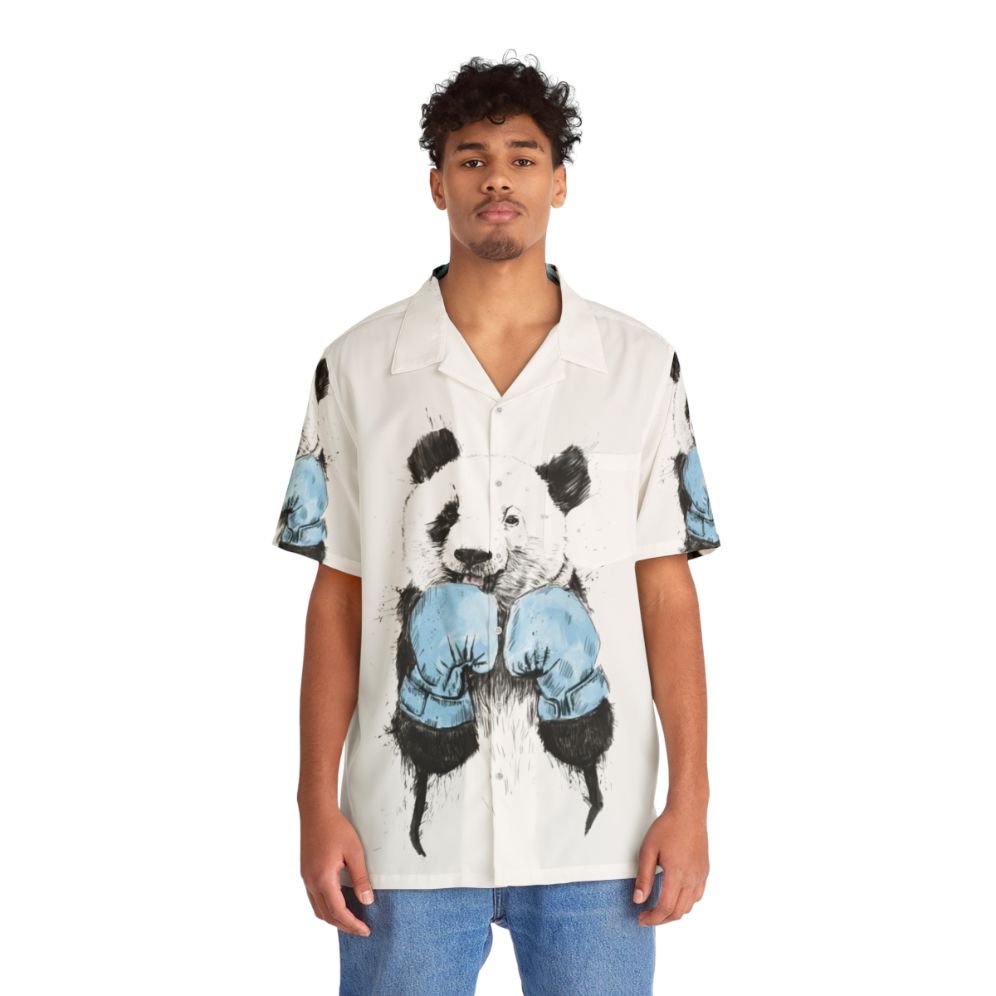 Panda boxer wearing a Hawaiian shirt - People Front