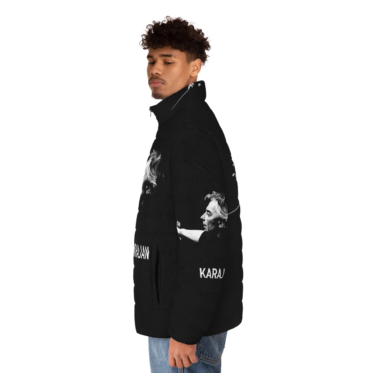 Karajan Puffer Jacket featuring renowned conductors and musicians - men side left