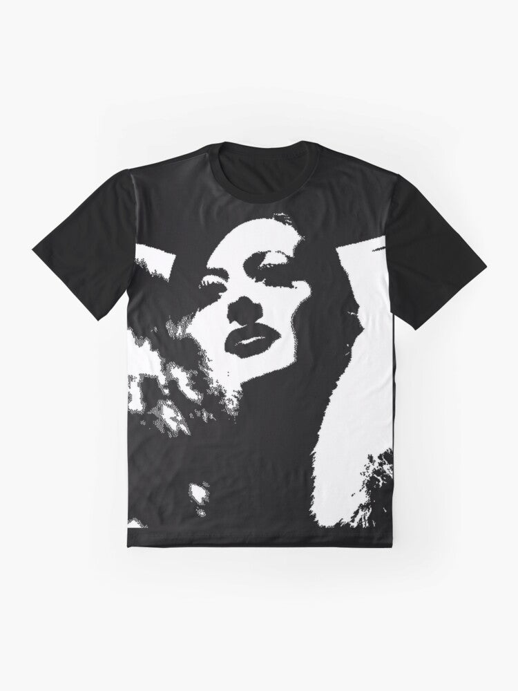 Vintage graphic t-shirt featuring Joan Crawford in the classic film Letty Lynton - Flat lay