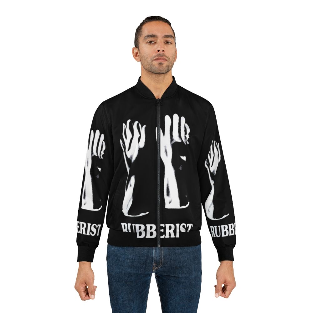 Personalized vintage-style bomber jacket with custom gloves design - Lifestyle