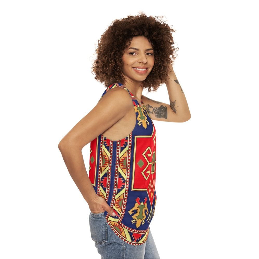 Unisex tank top featuring Armenian art design - women side