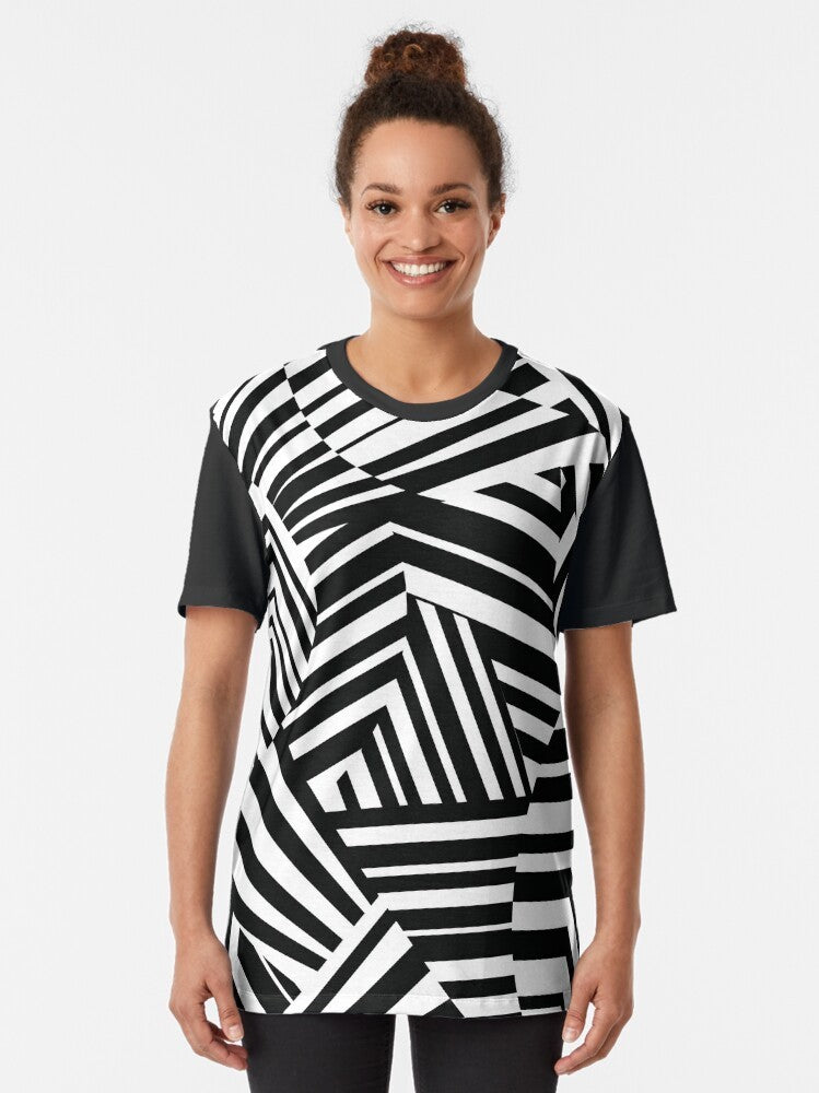 Minimalist dazzle camouflage graphic design on a modern t-shirt - Women