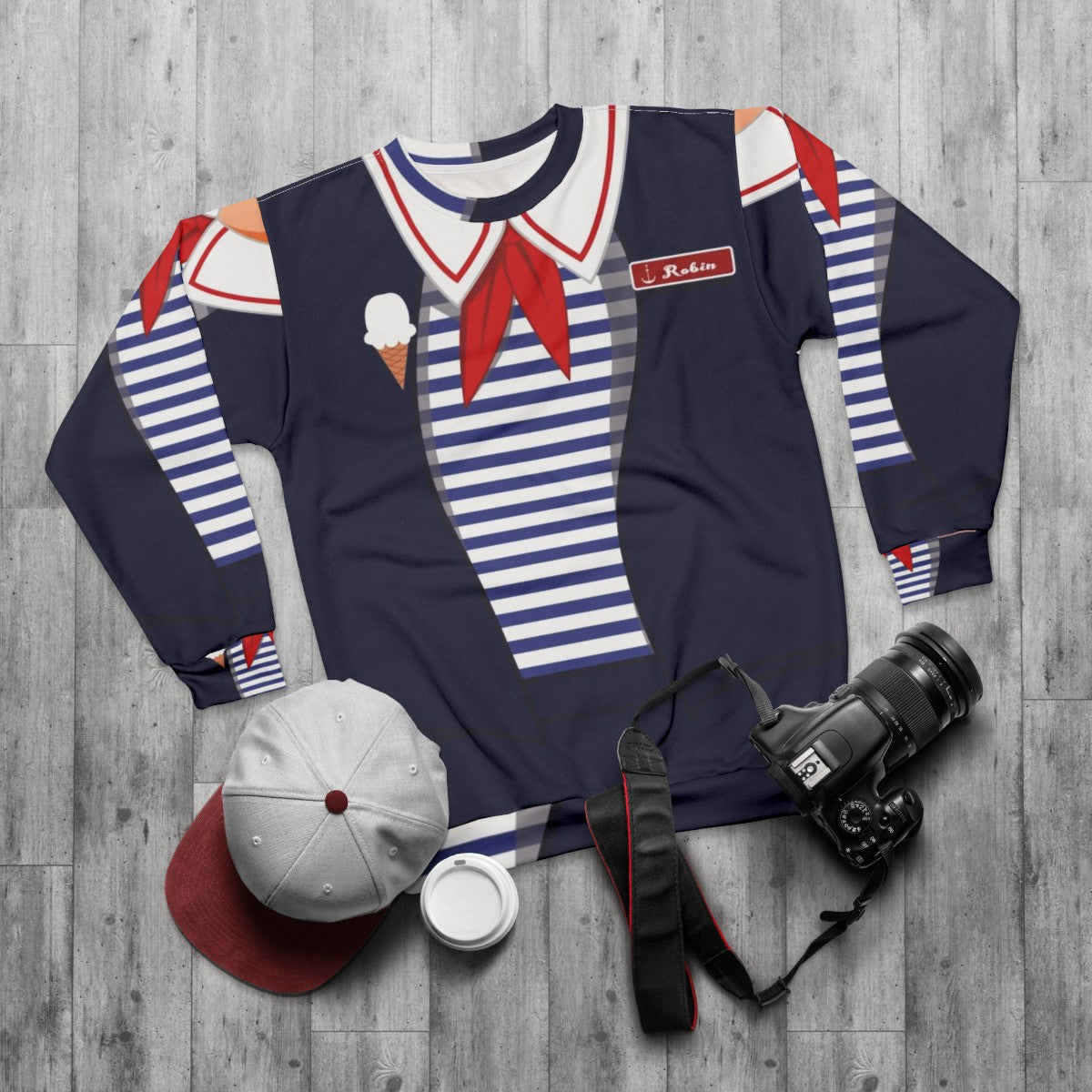 Stranger Things 3 Robin Ahoy Uniform Sweatshirt - flat lay