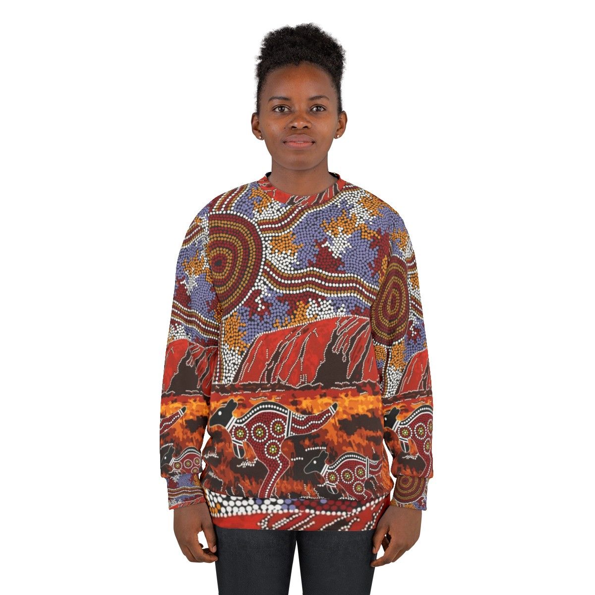 Uluru Ayers Rock inspired Aboriginal art sweatshirt - women