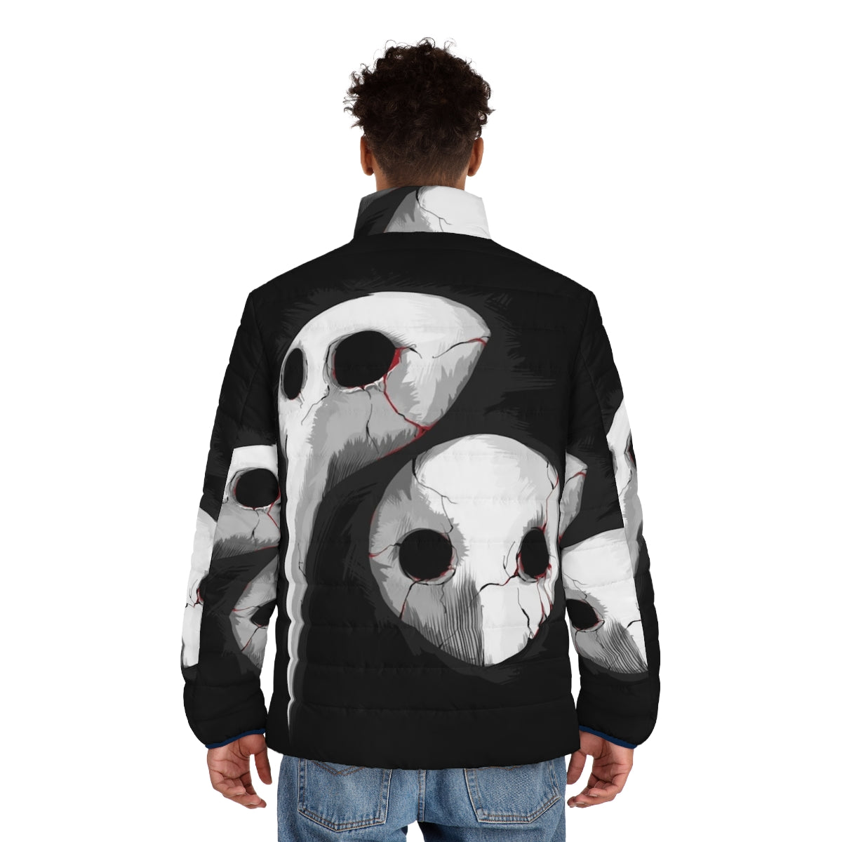 Sachiel Puffer Jacket with Evangelion Anime Inspired Design - men back