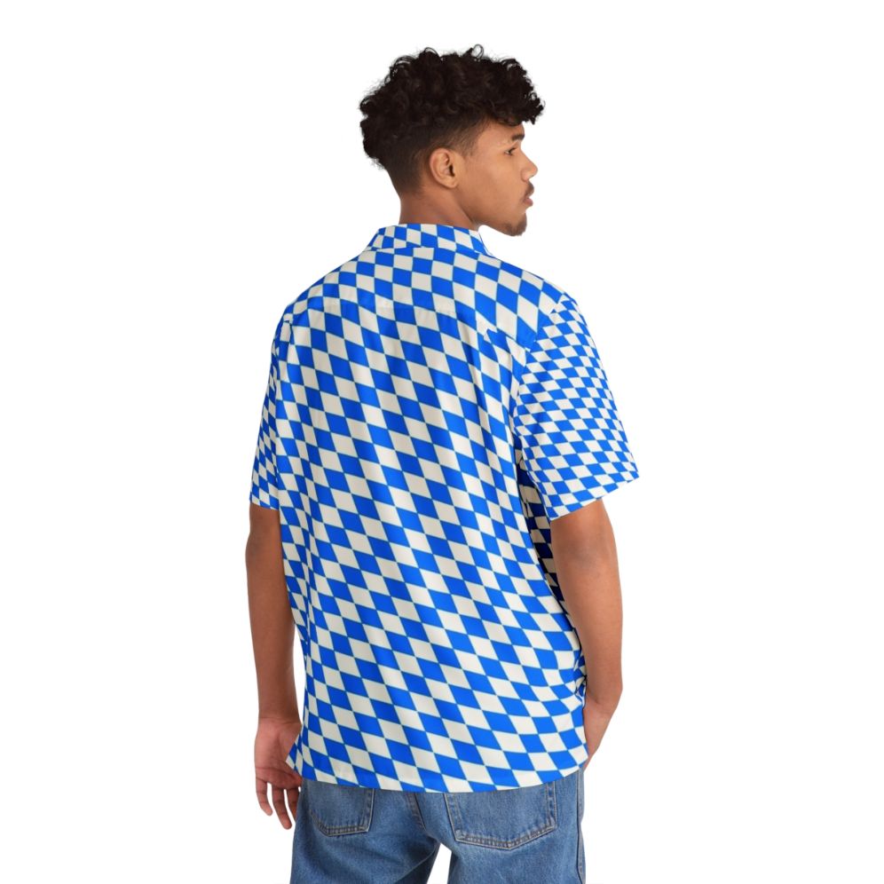 Bavarian blue and white diamond flag pattern hawaiian shirt - People Back