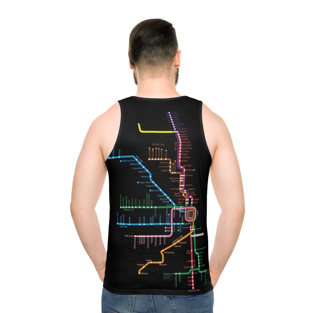 Chicago Trains Map Unisex Tank Top - men back