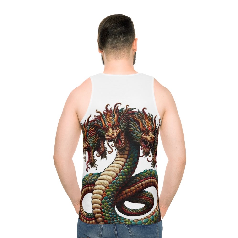 Embroidered Hydra Unisex Fantasy Tank Top - men back