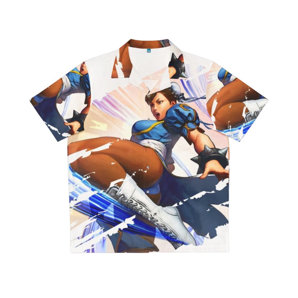 Chun Li inspired Hawaiian shirt featuring the iconic arcade character