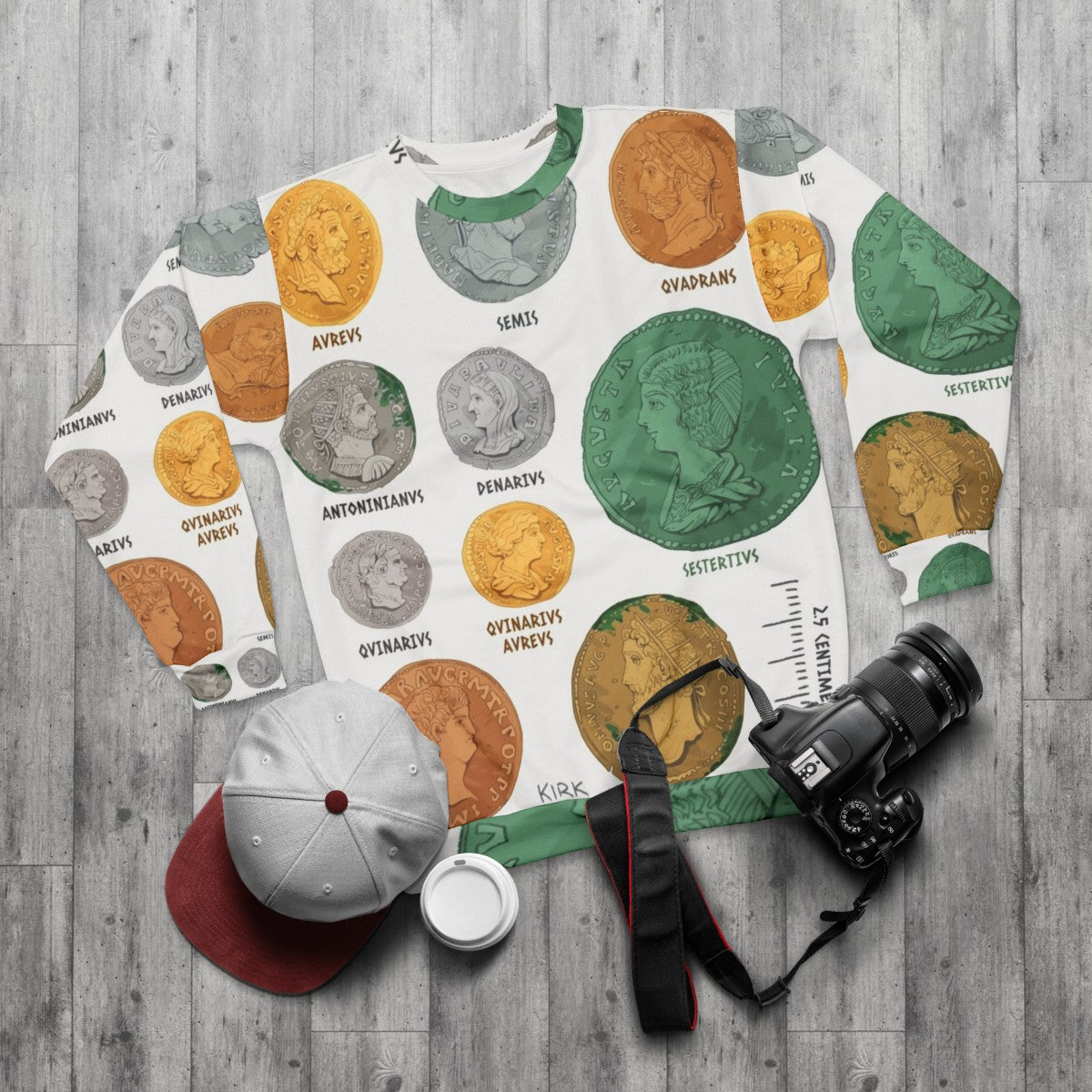 Roman Imperial Coin Chart Sweatshirt - flat lay