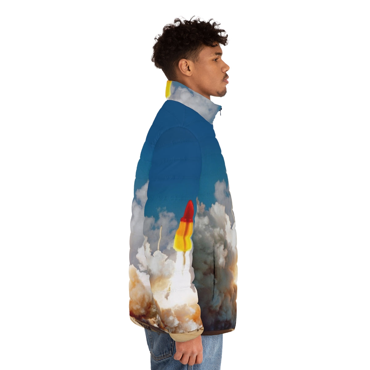 Rocket Lolly Puffer Jacket featuring a space shuttle design - men side right