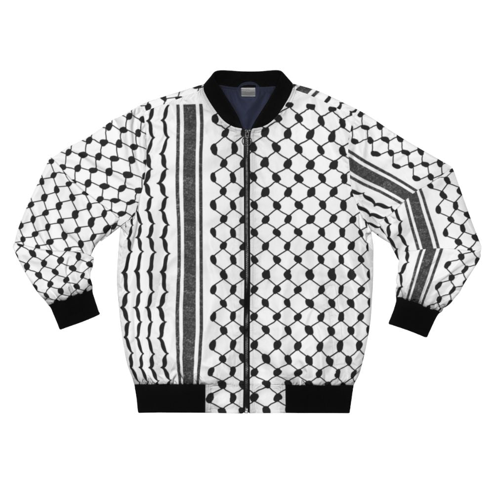 Hattah (Keffiyeh) Bomber Jacket with Palestinian Handala Design