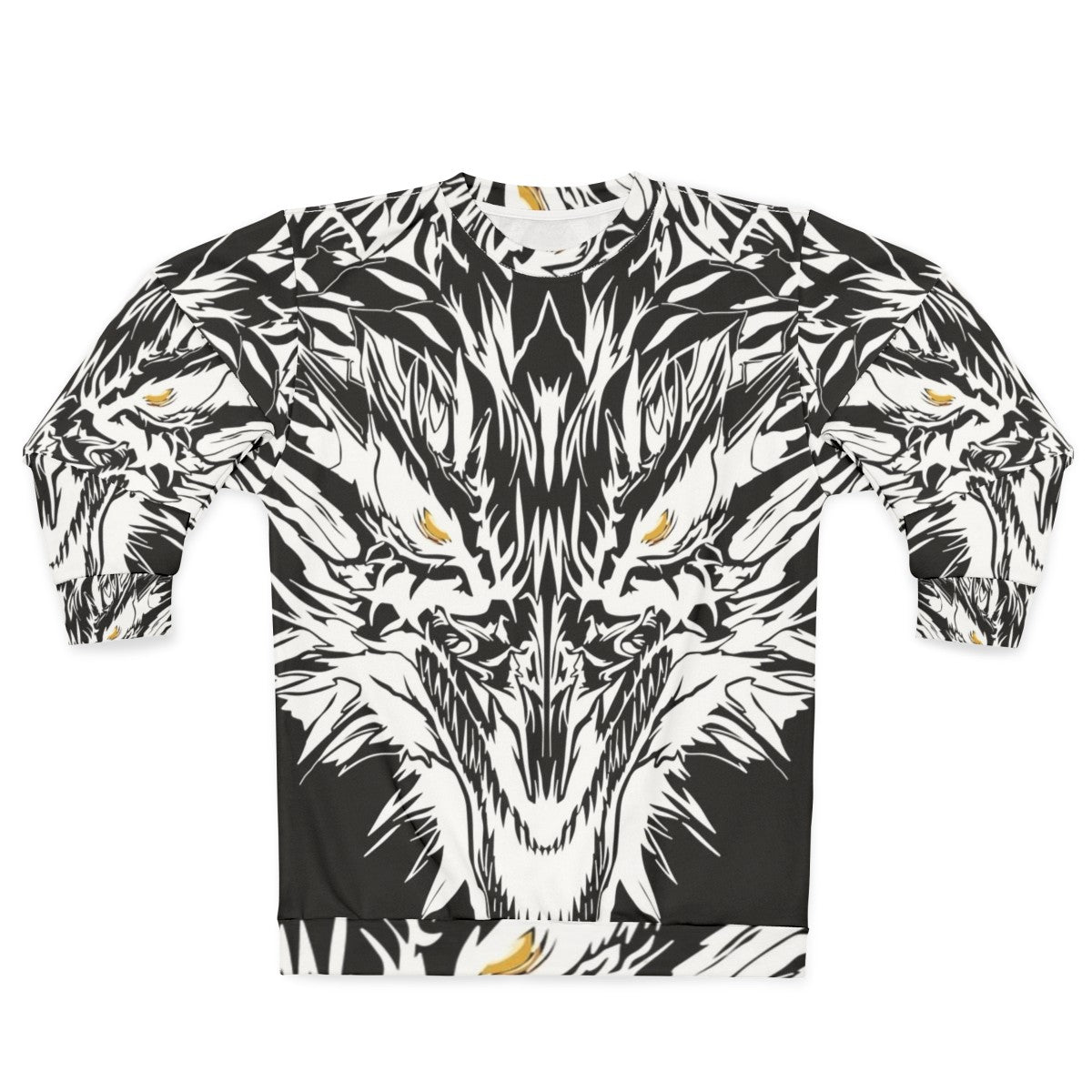 Mystic ice dragon tattoo design on white sweatshirt