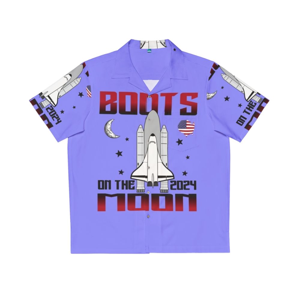 Boots on the Moon 2024 Space-Themed Hawaiian Shirt