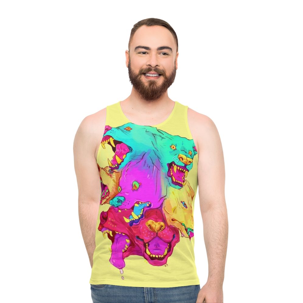 Pileup Unisex Tank Top with Colorful Monster Teeth Graphic - men