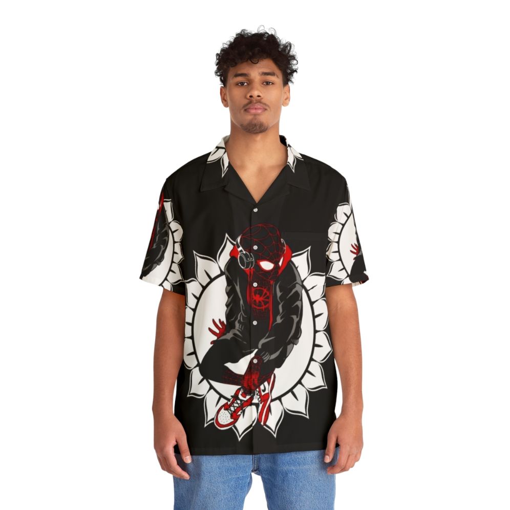 White Sunflower Spider Hawaiian Shirt - People Front