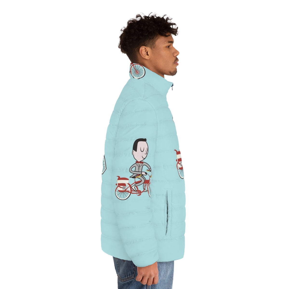 Peewee Herman Puffer Jacket featuring a classic 80s movie design - men side right