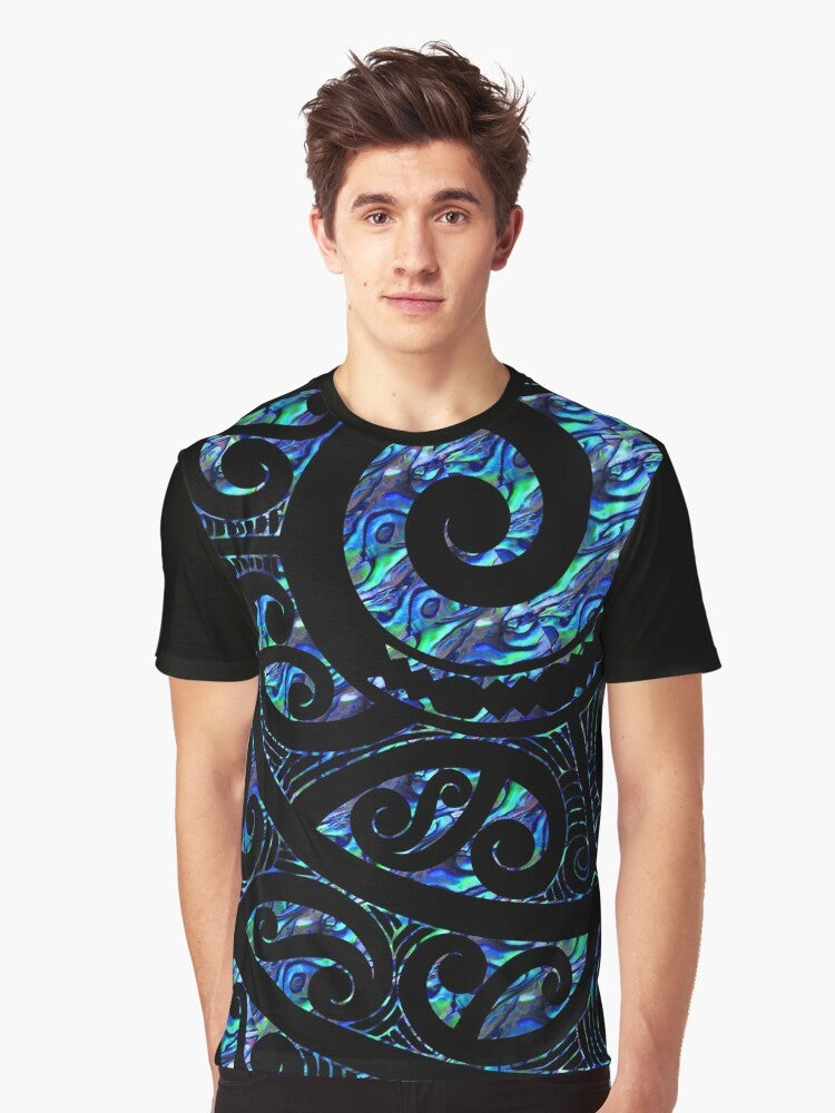 New Zealand Maori paua tattoo koru design graphic t-shirt - Men