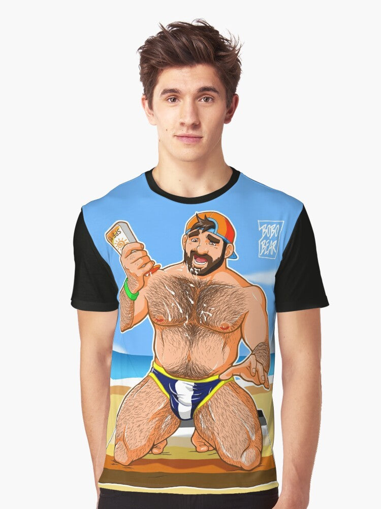 Adam's Sun Lotion Graphic T-Shirt - Gay Bear Pride Design - Men