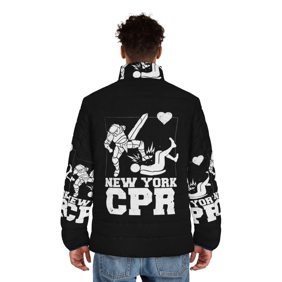 New York CPR Black Puffer Jacket, a warm and fashionable winter coat - men back