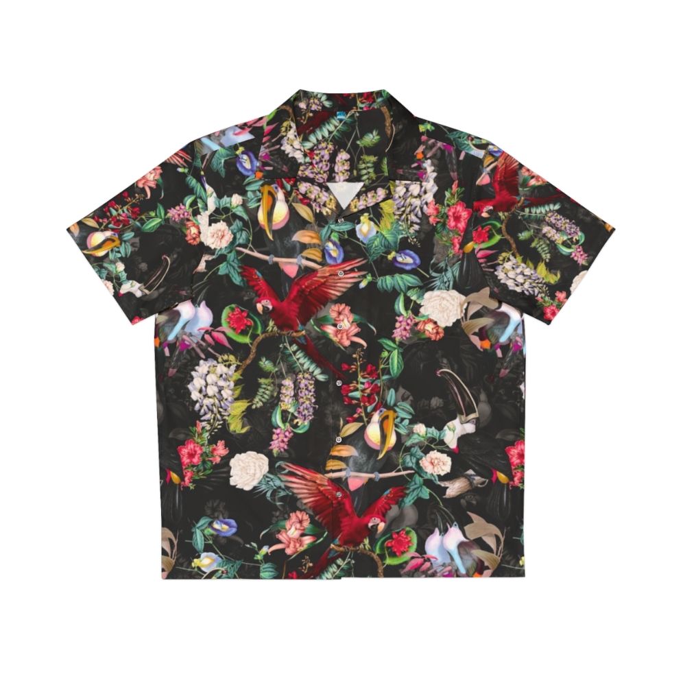 tropical floral bird print hawaiian shirt