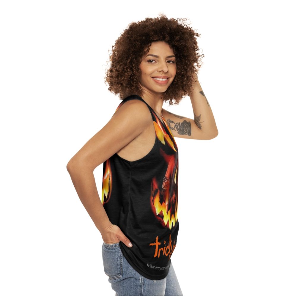 Unisex Trick or Treat Halloween Rock Music Tank Top - women side