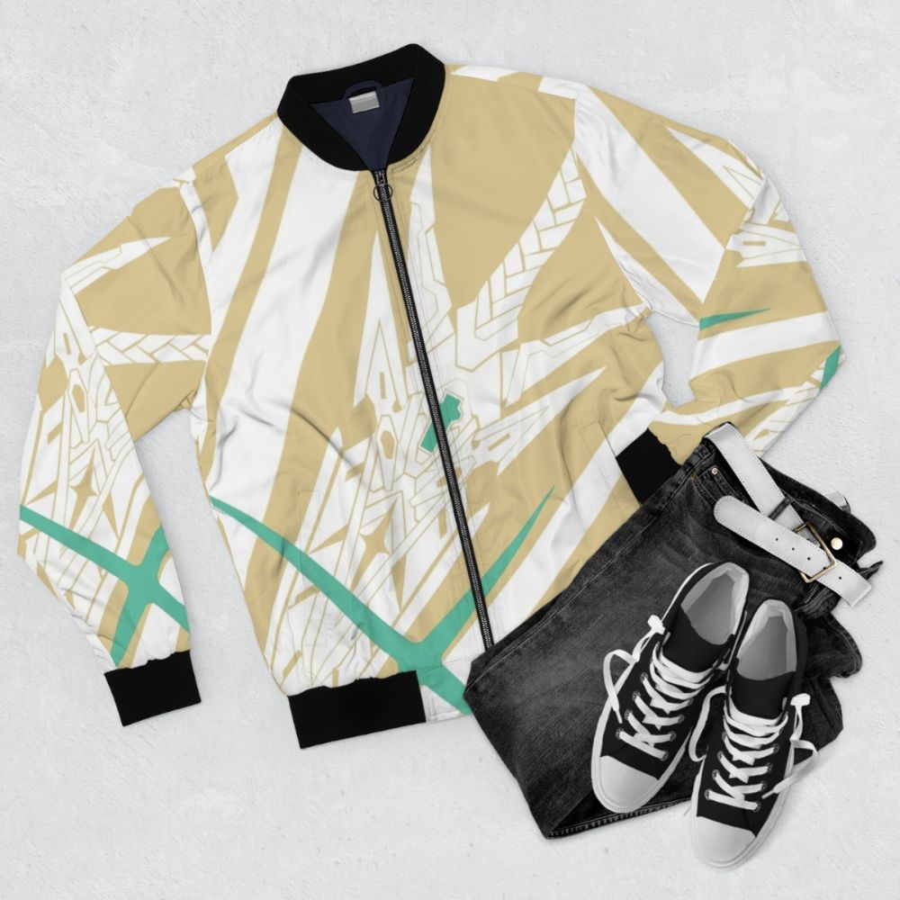 Aegis (Mythra) Bomber Jacket - Xenoblade Chronicles Inspired Outerwear - Flat lay