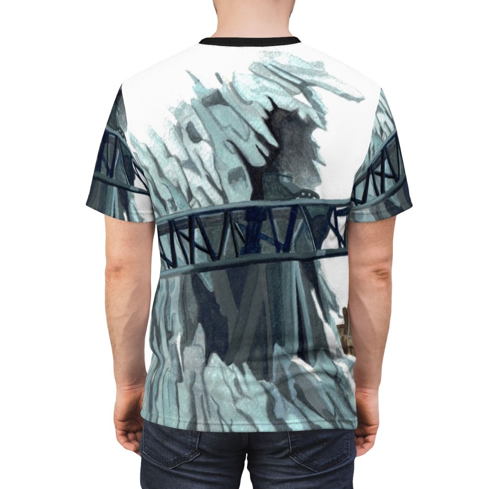 T-shirt featuring a graphic design inspired by the Taron roller coaster at Phantasialand theme park. - men back