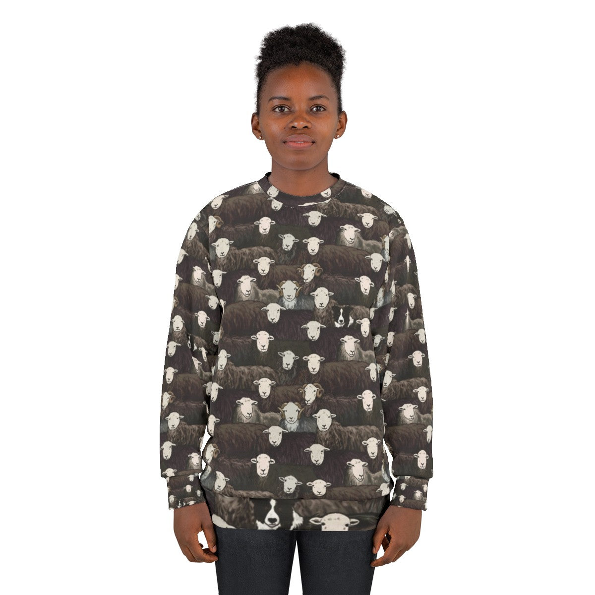 Herdwick Shepherd Sweatshirt with Border Collie Pattern - women