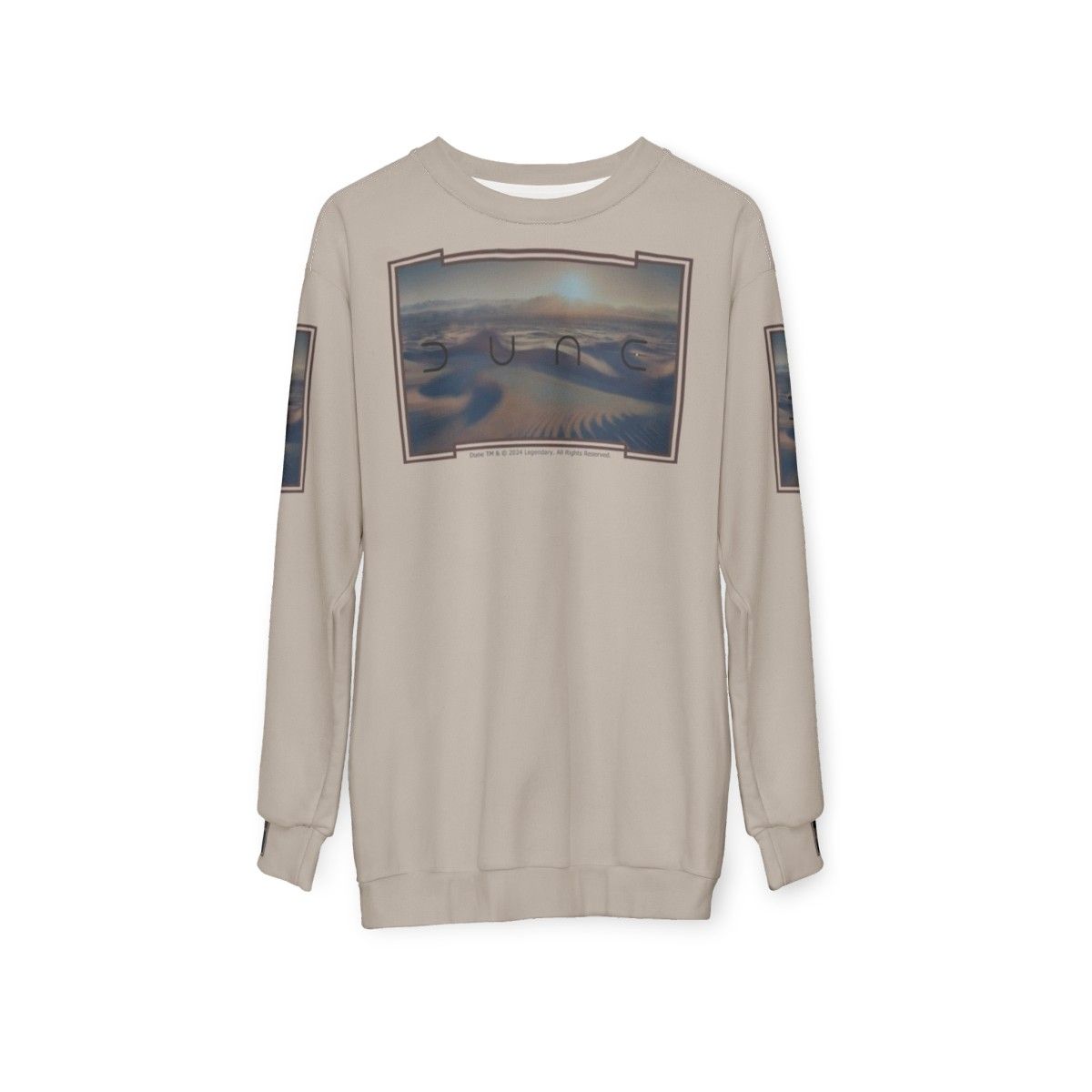 Dune-inspired desert planet sweatshirt with two moons - hanging