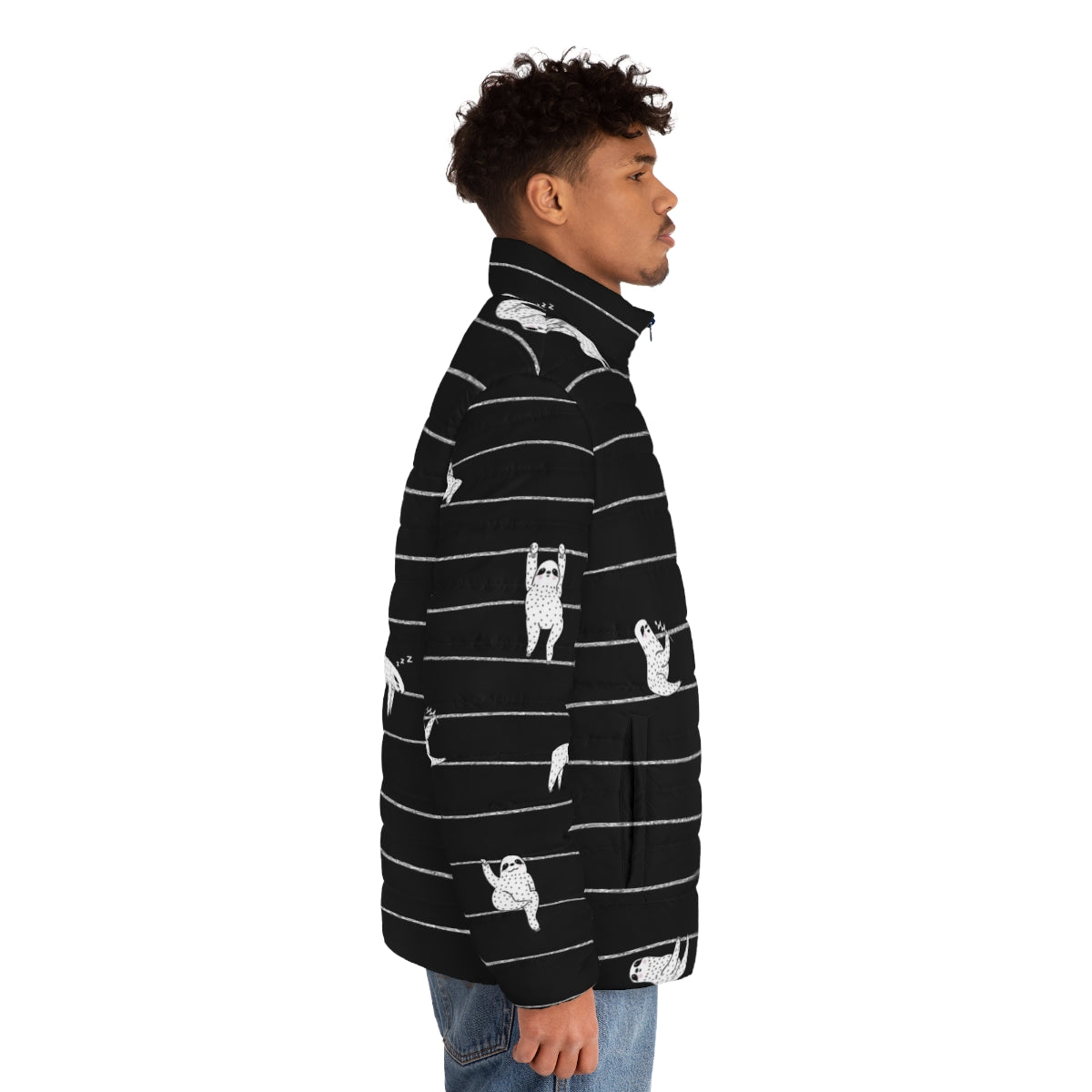 Sloth Stripe Puffer Jacket - men side right