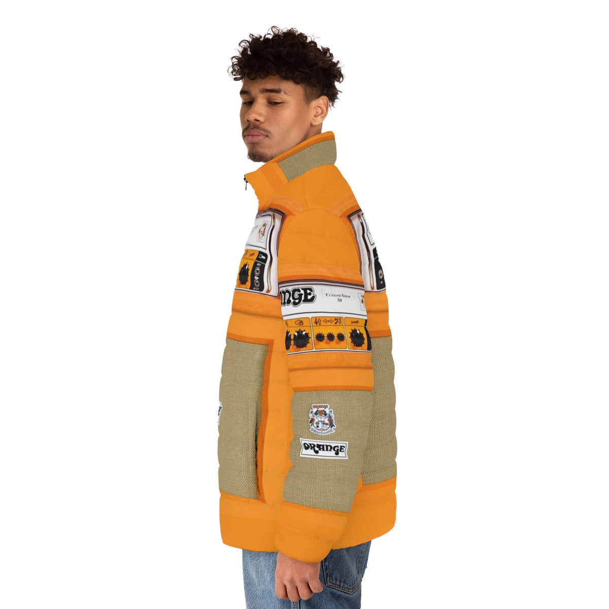 Orange Amp Amplifier Retro Puffer Jacket - men side left