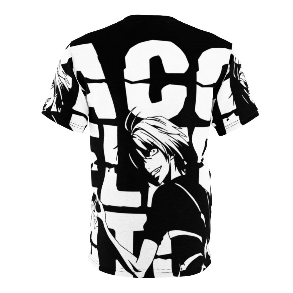 Accelerator-inspired anime t-shirt featuring characters from popular Japanese manga and anime series - Back