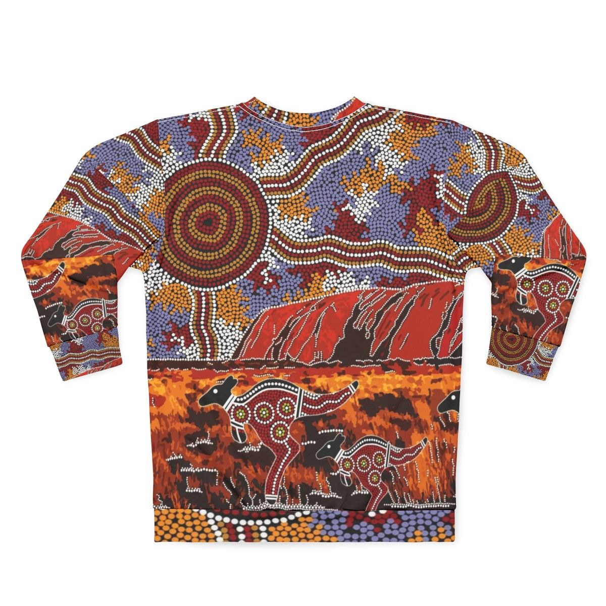 Uluru Ayers Rock inspired Aboriginal art sweatshirt - Back