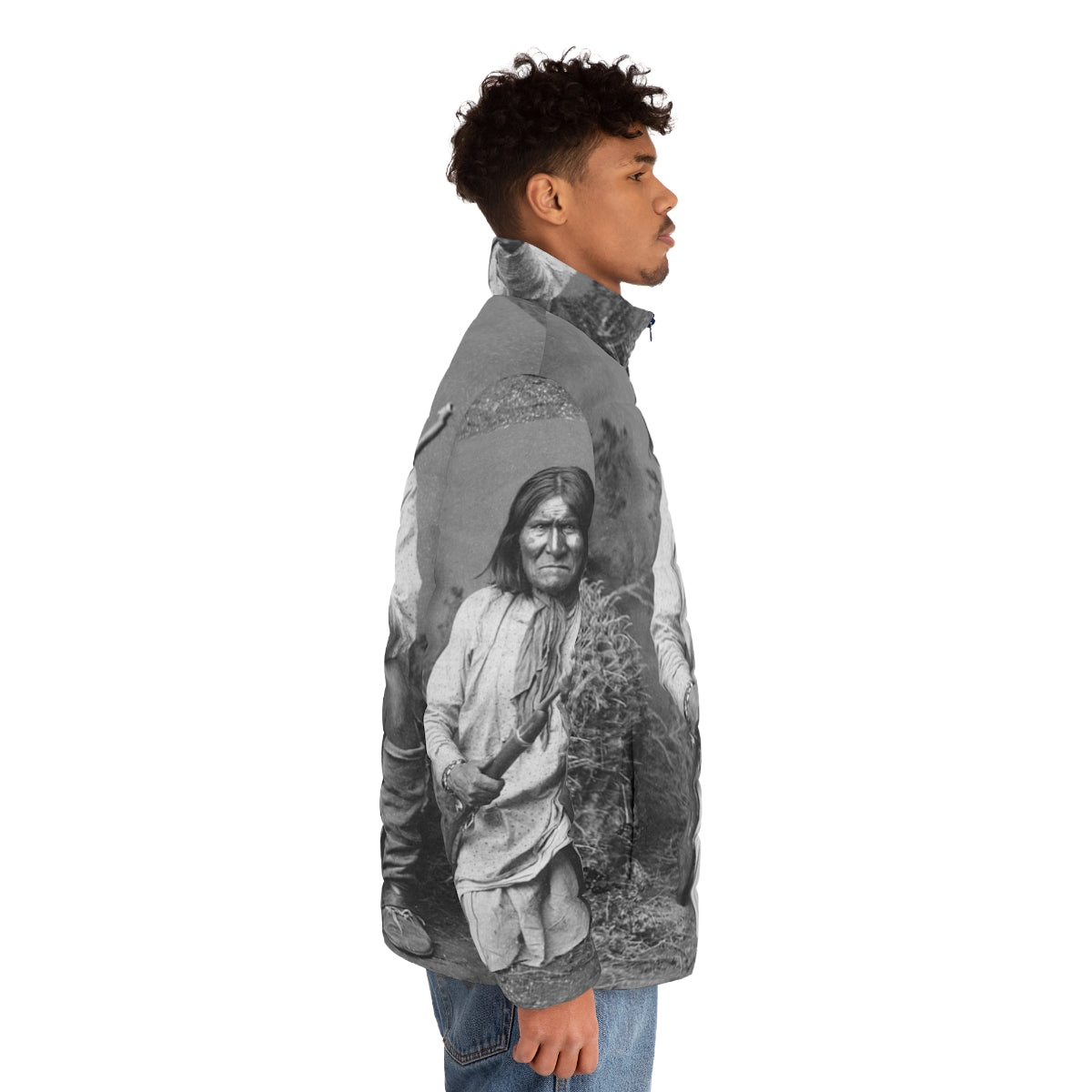 Geronimo Puffer Jacket - Stylish and Warm Native American-Inspired Puffer Jacket - men side right