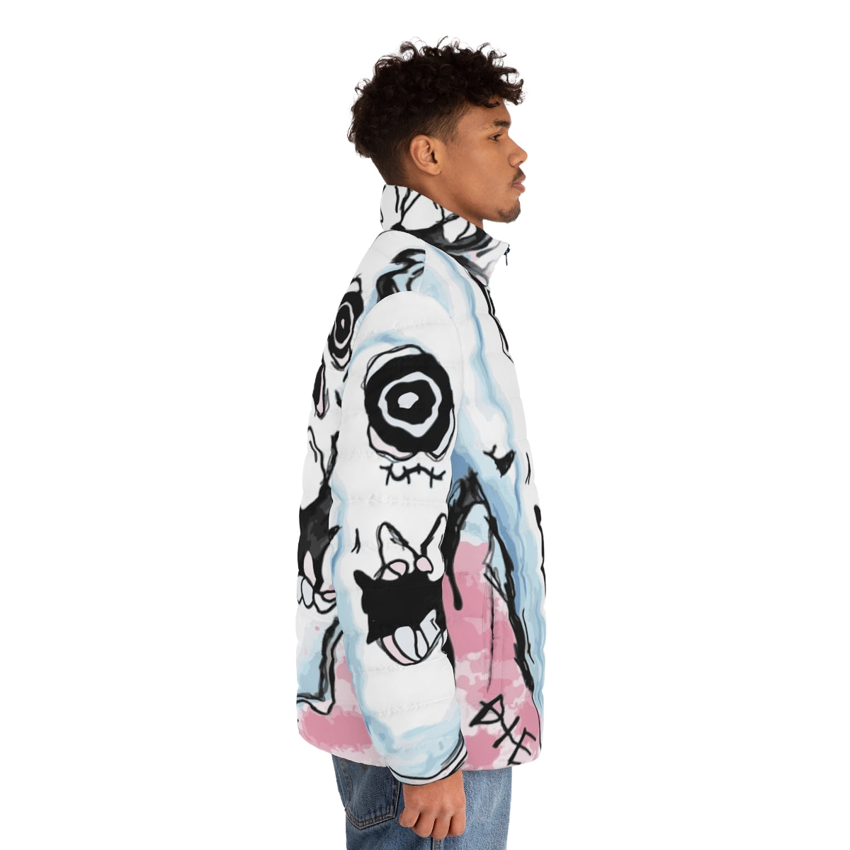 Lil Peep Die Skull Puffer Jacket with GBC Gothboiclique Branding - men side right