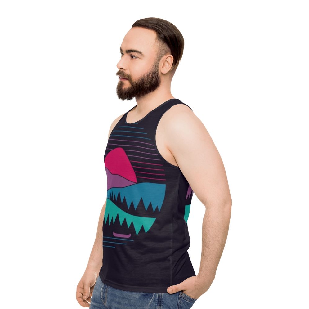 Unisex tank top with minimalist nature landscape design - men side