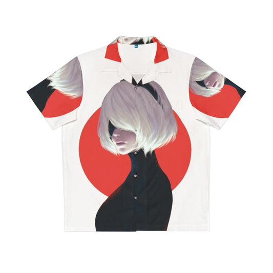 2B Nier Automata Hawaiian Shirt featuring the iconic character from the video game Nier Automata