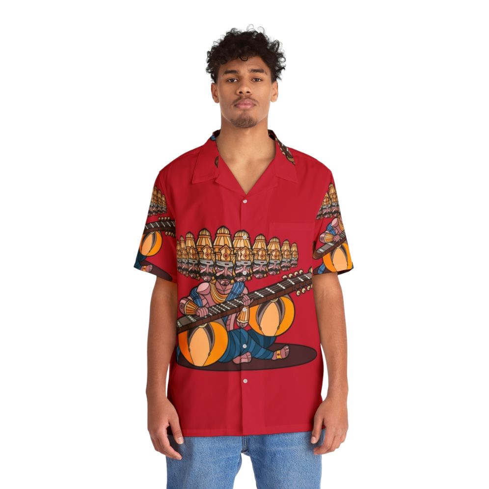 Ravana's Music Hawaiian Shirt with Veena Instrument and Indian Mythology Inspired Design - People Front