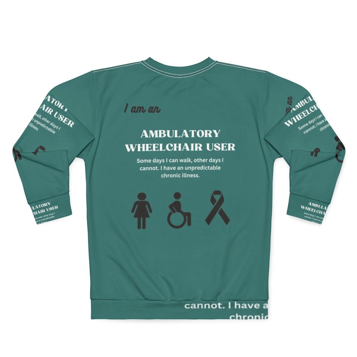 Ambulatory wheelchair user awareness sweatshirt - Back